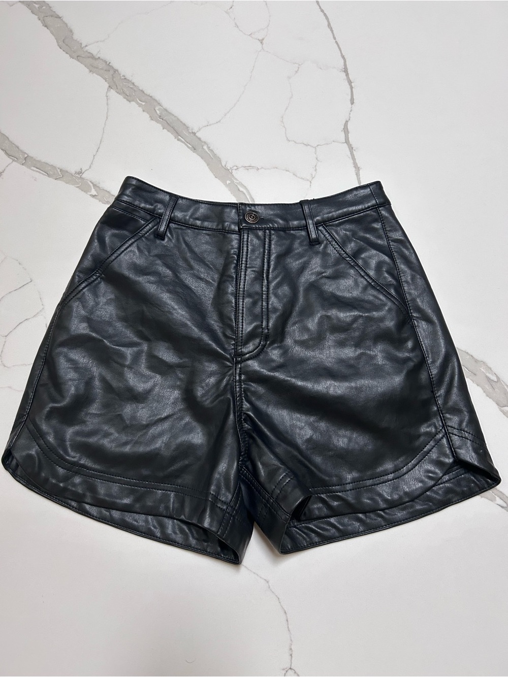 Free People faux leather high waisted shorts